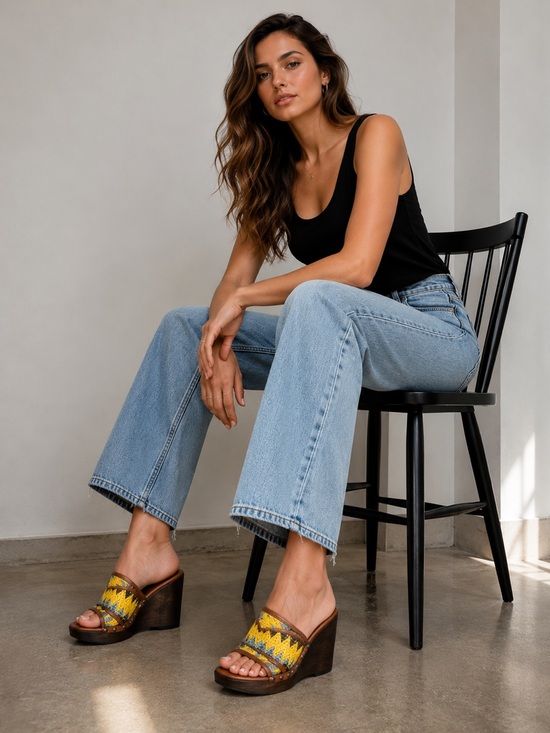 Diane Von Furstenberg Shoes - DIANE VON FURSTENBERG Woven Moore Crisscross Wedge 9.5